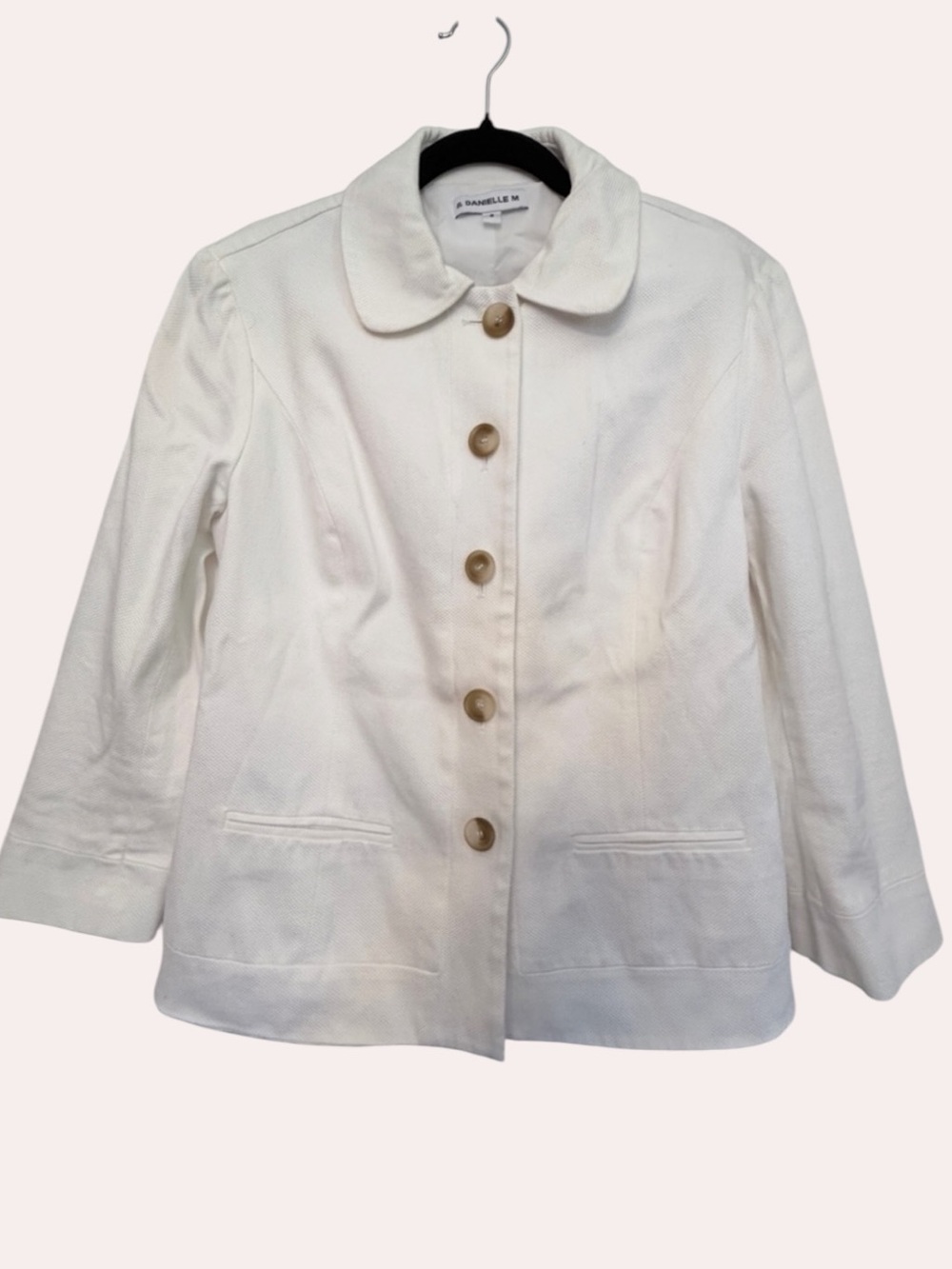 White Cotton Button-Front Jacket - Women